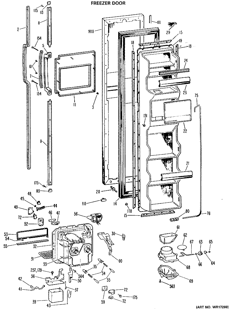 FREEZER DOOR Diagram and Parts List for TFX24VLP  General Electric Refrigerator