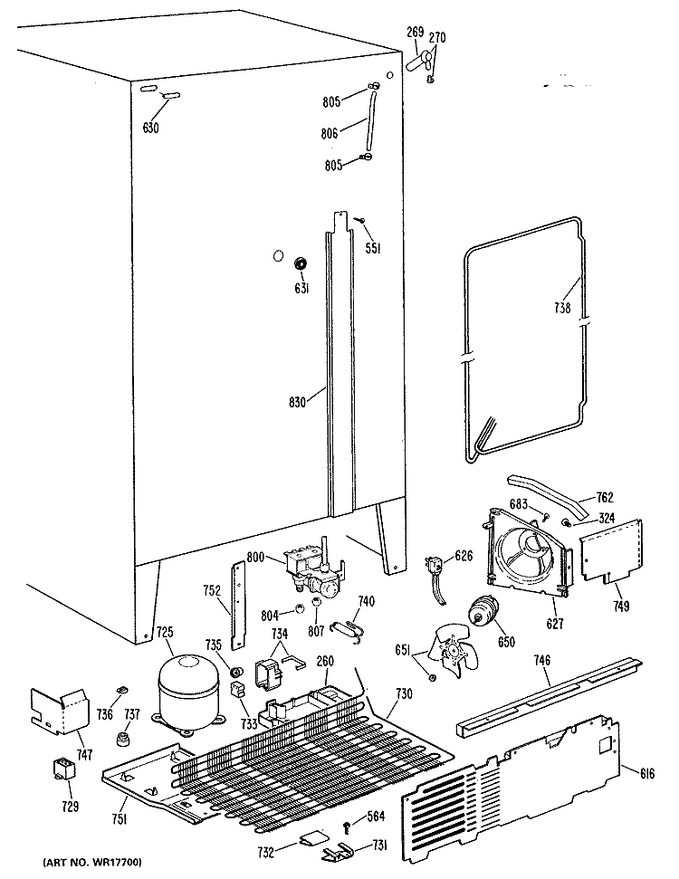 Section Diagram and Parts List for TFX24VLP  General Electric Refrigerator