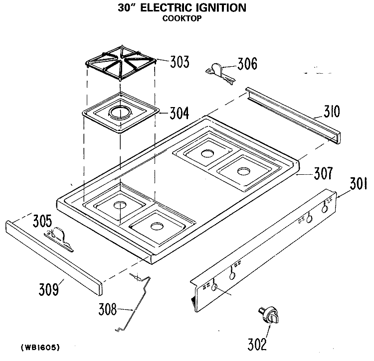 30" ELECTRIC IGNITION Diagram and Parts List for JGBP28GEL2  General Electric Range