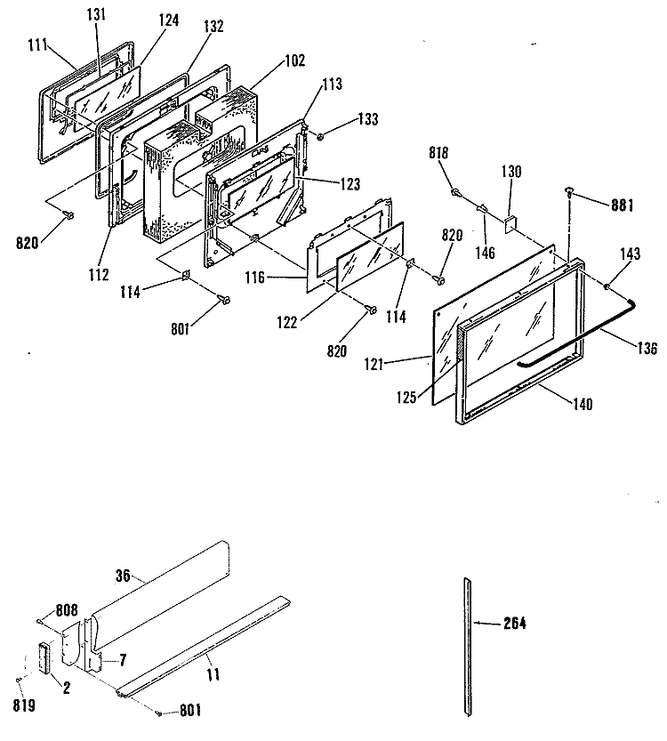 Section Diagram and Parts List for JSP50GN2  General Electric Range