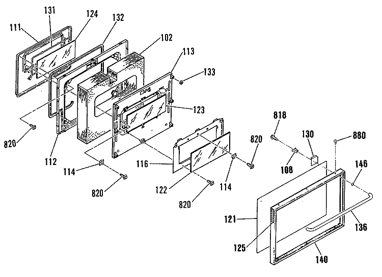 Section Diagram and Parts List for JSP28GP1  General Electric Range