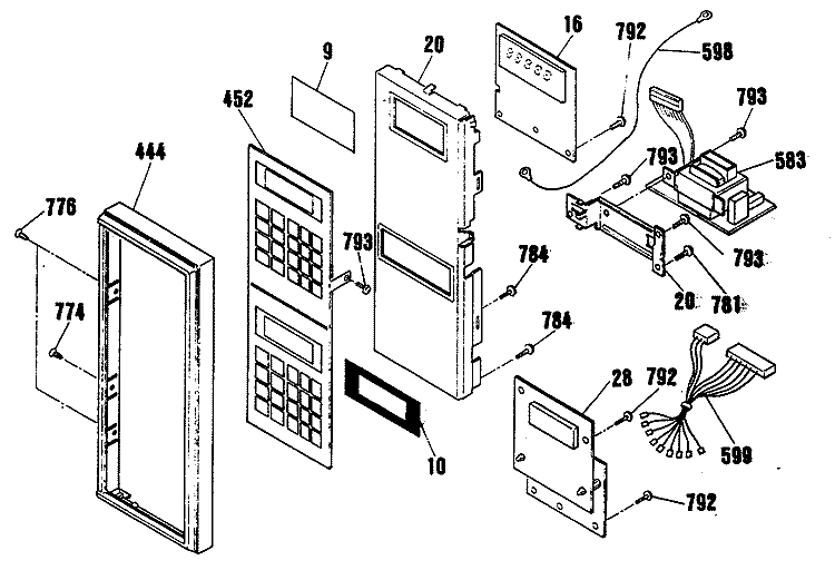 Section Diagram and Parts List for JKP76GP1  General Electric Microwave Oven Combo