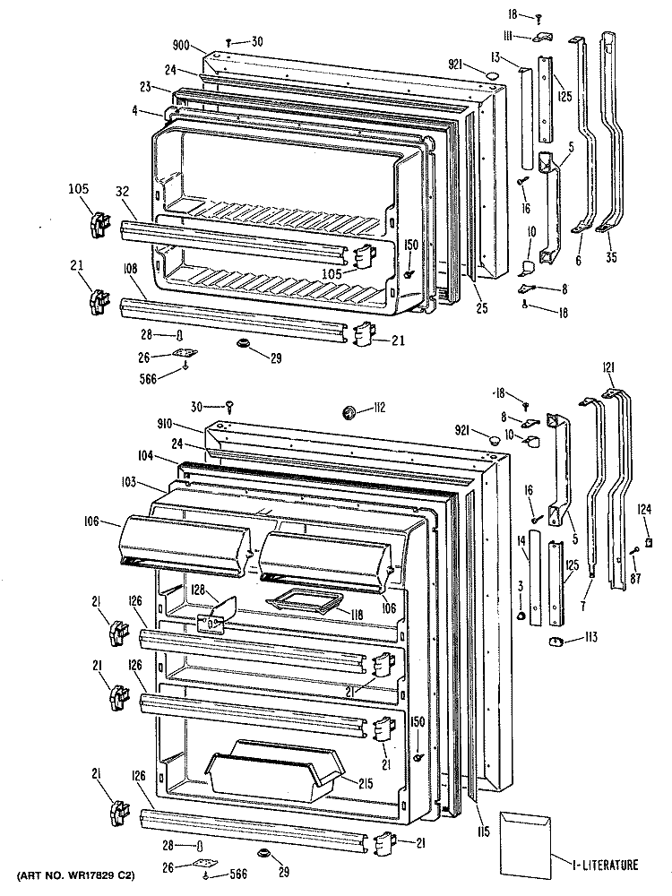 Section Diagram and Parts List for TBX24ZPERAD  General Electric Refrigerator