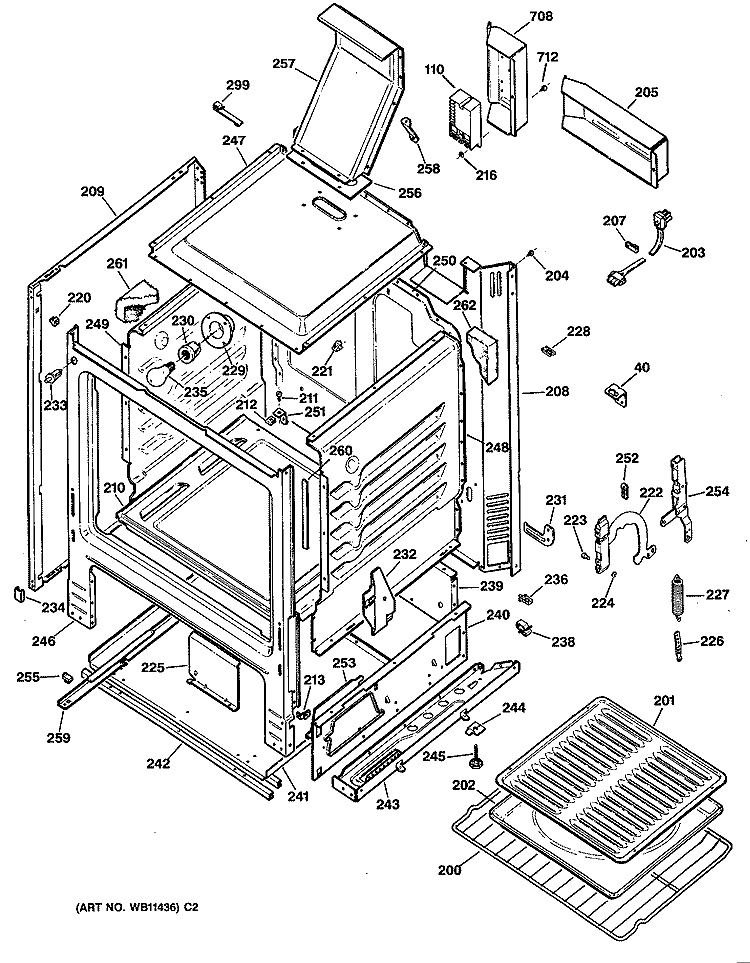 Section Diagram and Parts List for JGBC16GEP1  General Electric Range