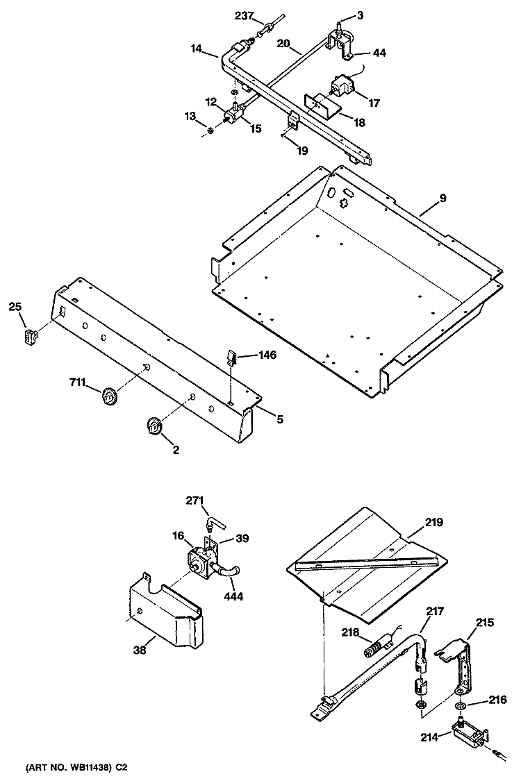 Section Diagram and Parts List for JGBS16GEP1  General Electric Range