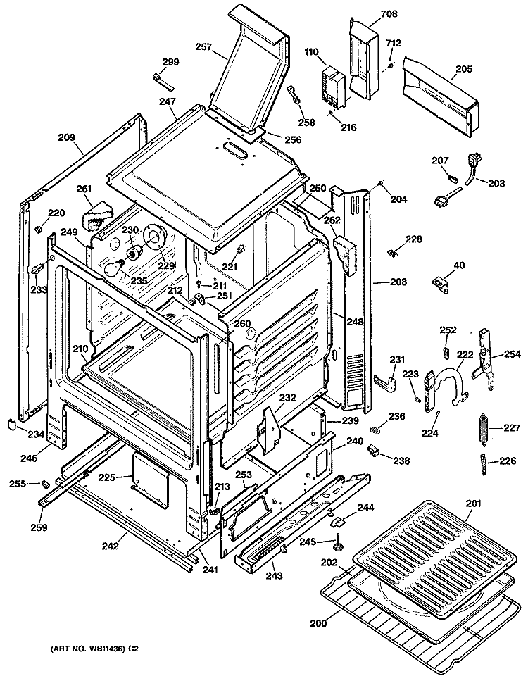 Section Diagram and Parts List for JGBS16GEP1  General Electric Range