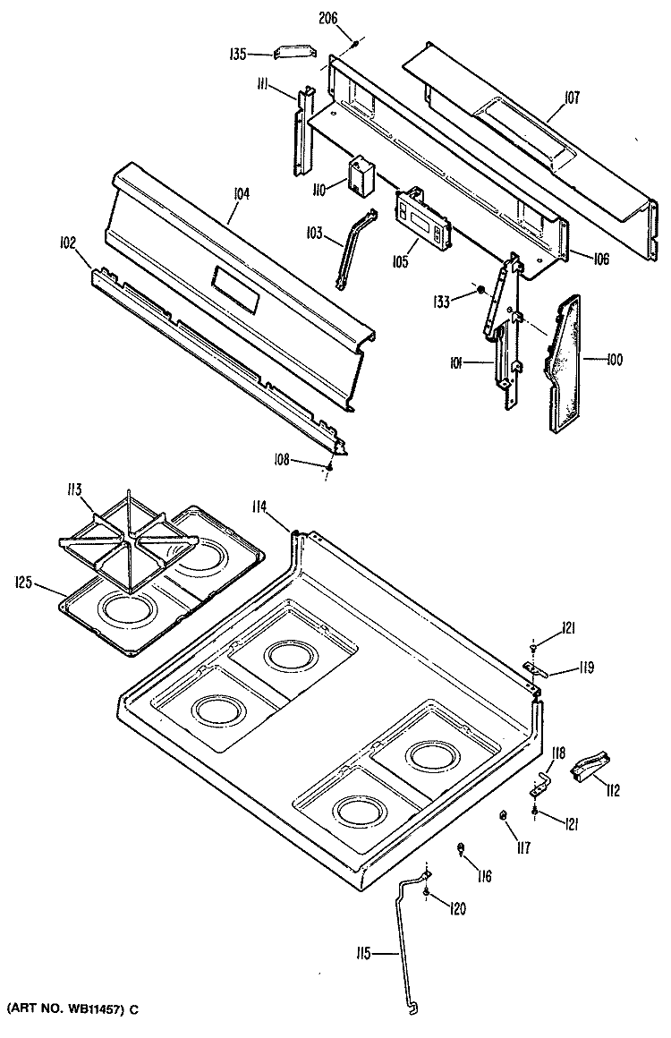 Section Diagram and Parts List for JGBS15GEN2  General Electric Range