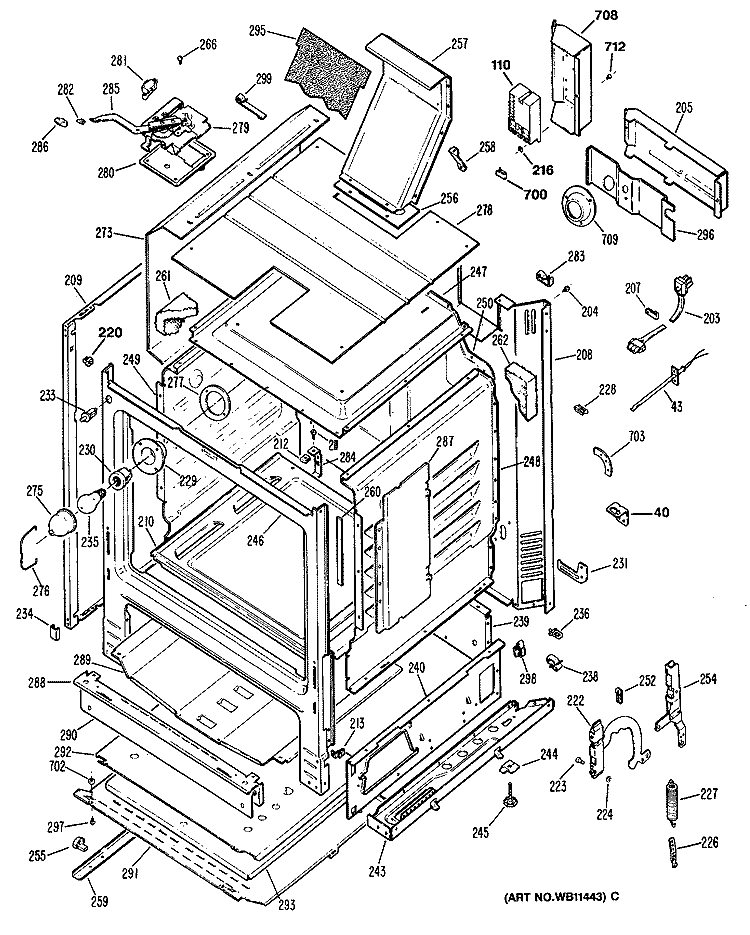 Section Diagram and Parts List for JGBP35GEP1  General Electric Range