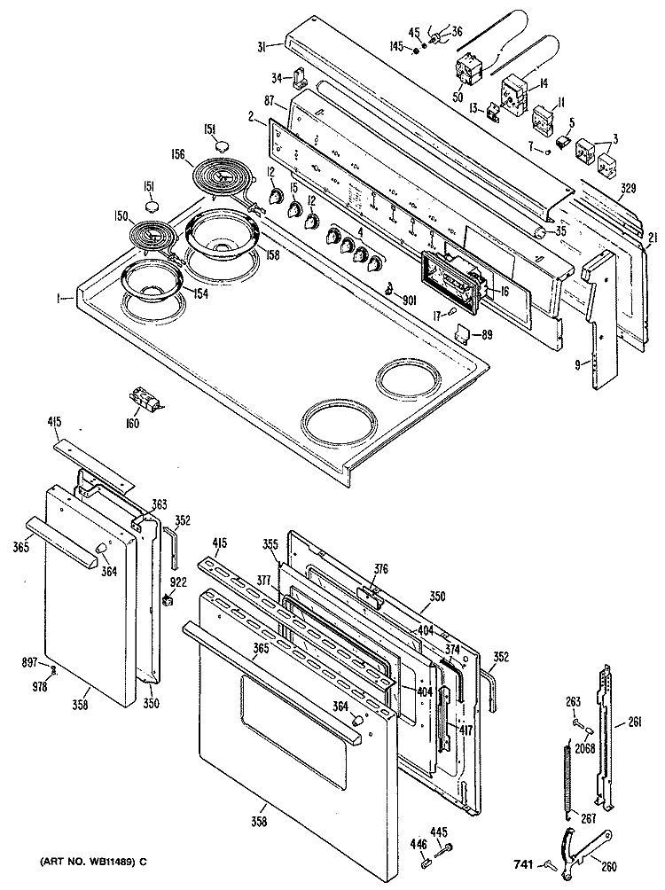 Section Diagram and Parts List for JCS67H4  General Electric Range