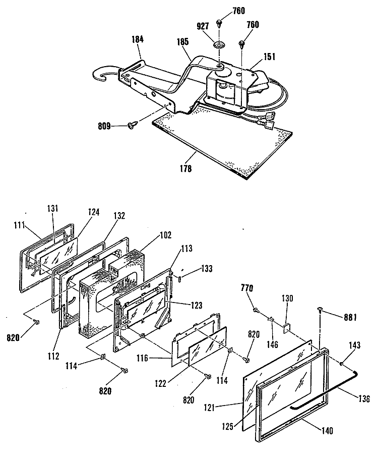 Section Diagram and Parts List for JSP38GP1  General Electric Range