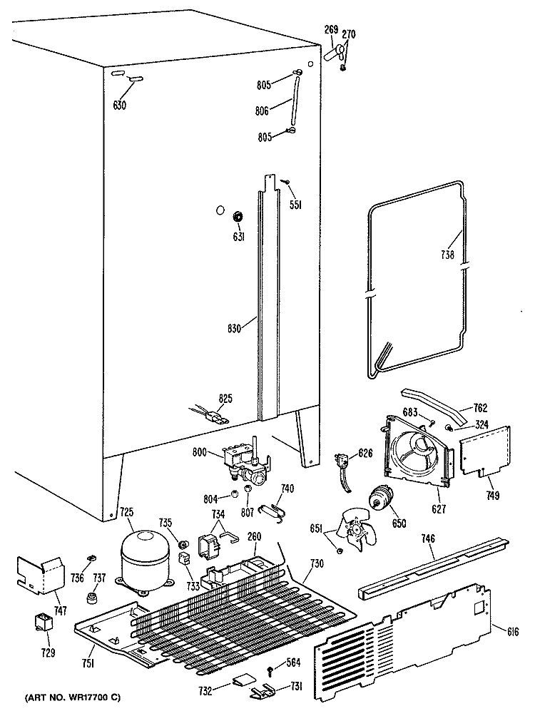 Section Diagram and Parts List for TFXC24FMA  General Electric Refrigerator