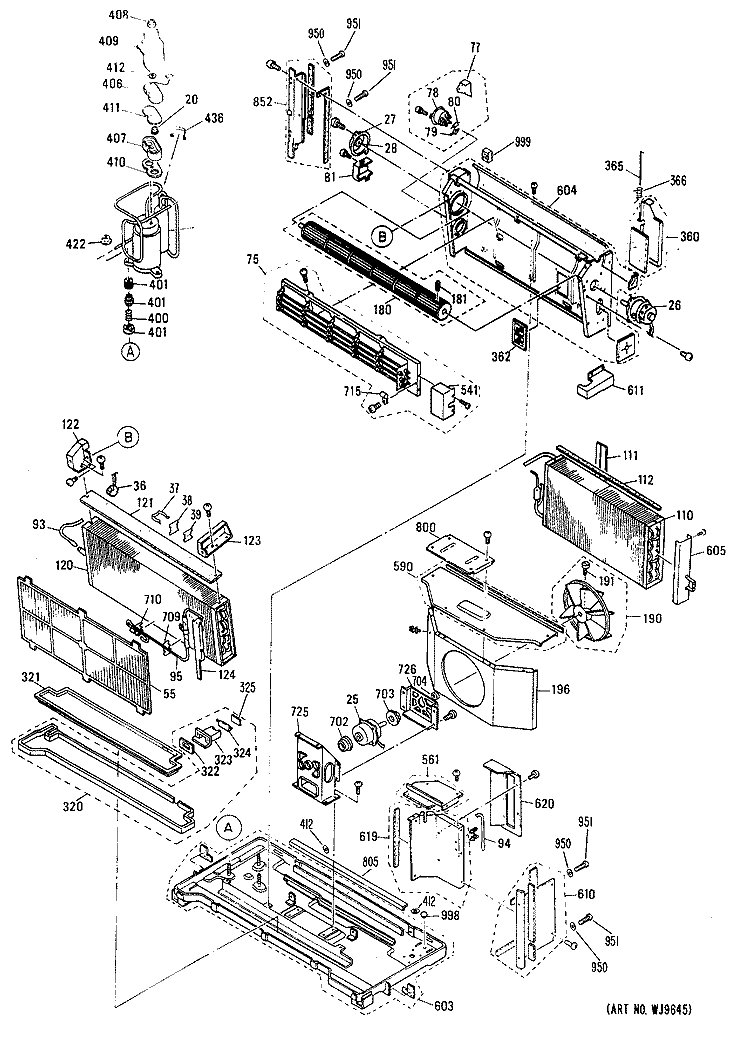 Section Diagram and Parts List for AZC206DBV3  General Electric Air Conditioner