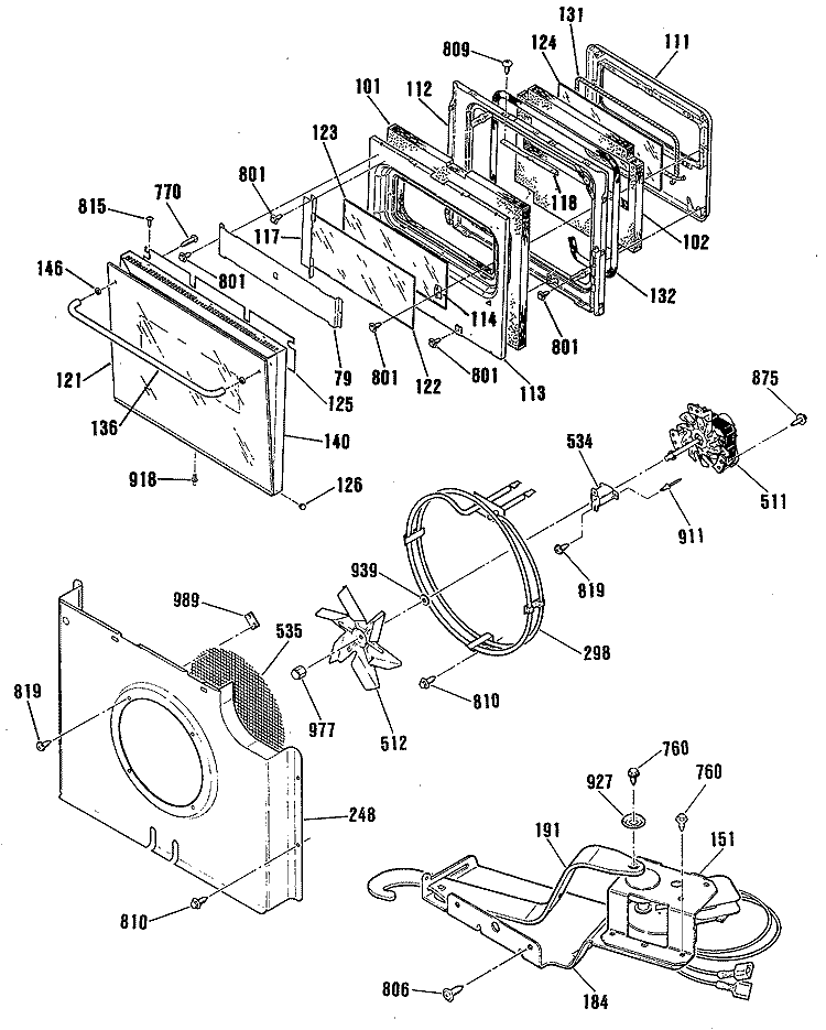 Section Diagram and Parts List for JKP55WP1WG  General Electric Wall Oven