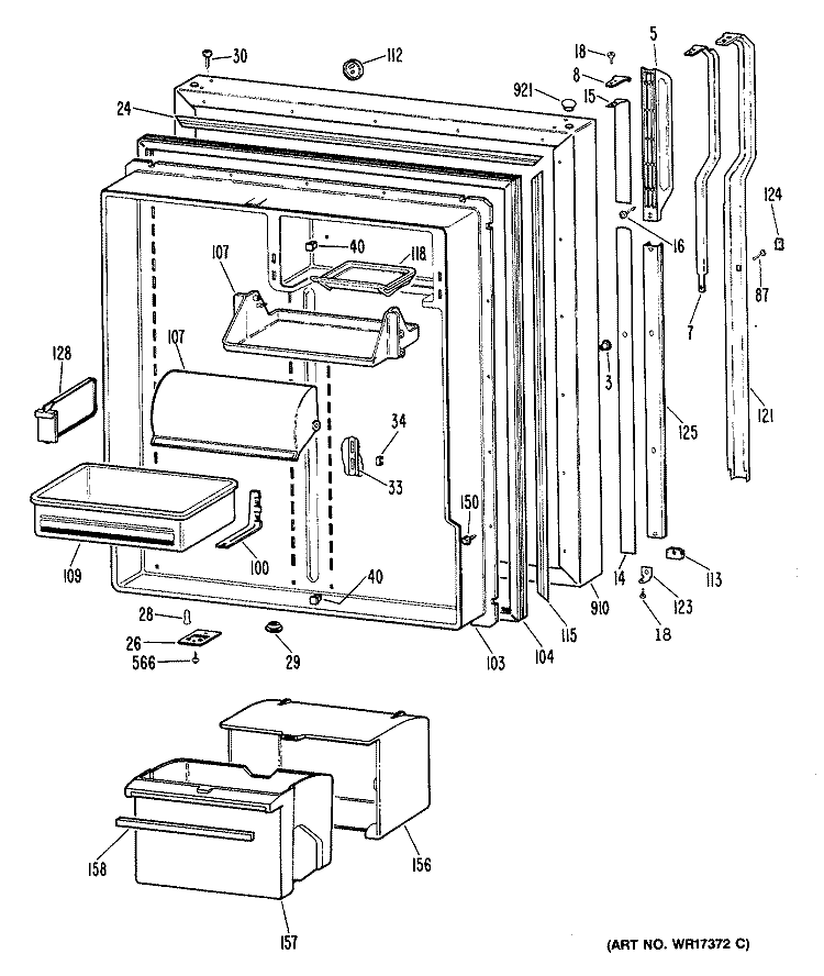 Section Diagram and Parts List for TBX22RPLLAD  General Electric Refrigerator