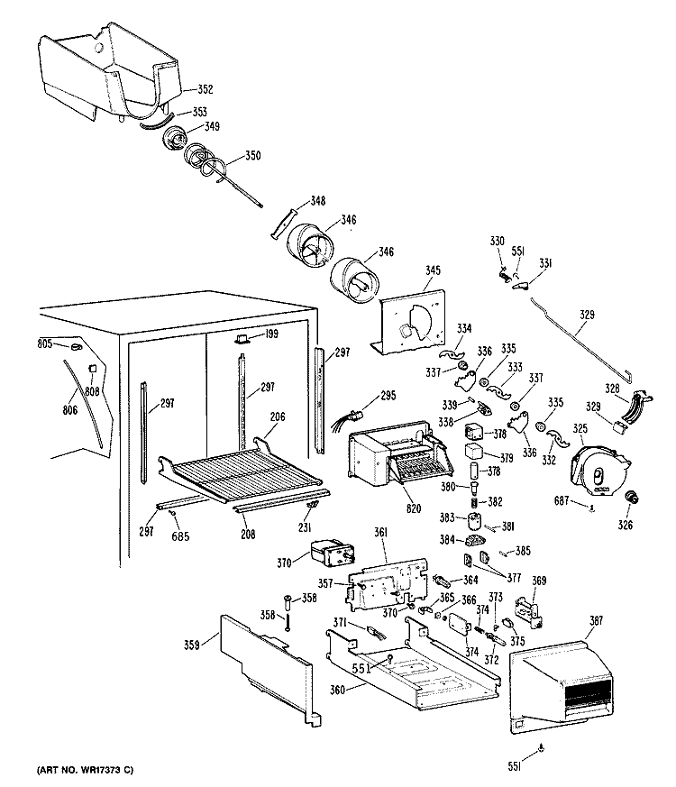 Section Diagram and Parts List for TBX22RPLLAD  General Electric Refrigerator