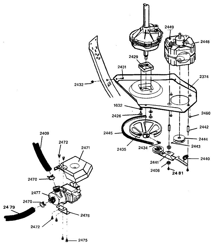 Section Diagram and Parts List for WSM2400LCB  General Electric Washer Dryer Combo