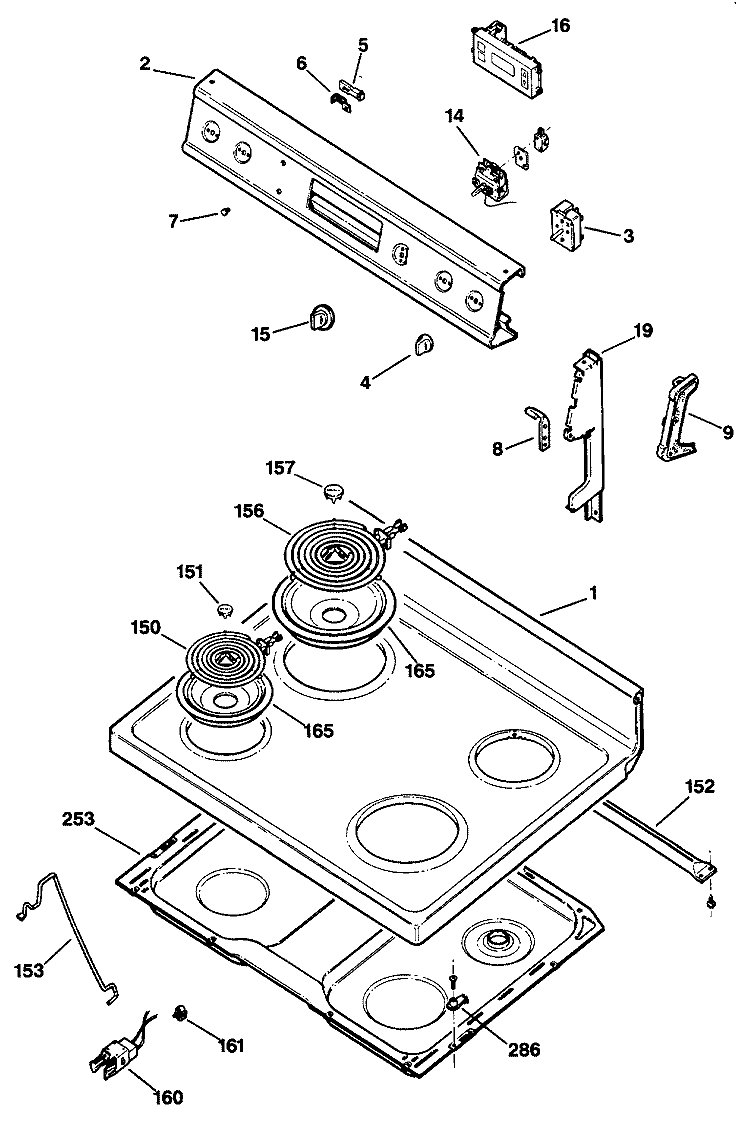 Section Diagram and Parts List for JBS27G*R1  General Electric Range