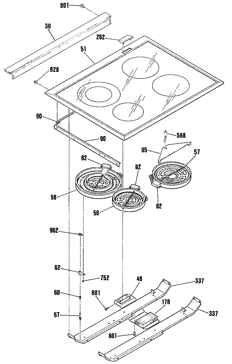 RANGE Diagram and Parts List for JSP39GR1  General Electric Range