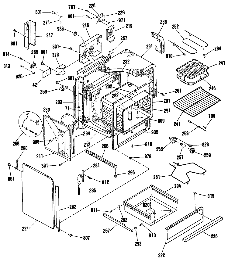 ELECTRIC RANGE Diagram and Parts List for JSP39GR1  General Electric Range