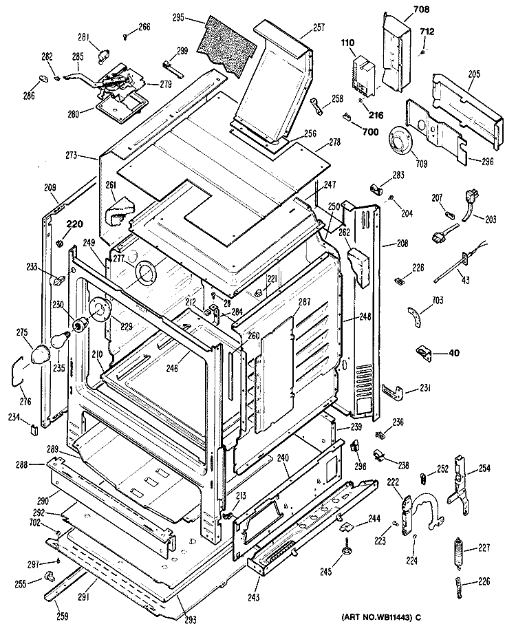Section Diagram and Parts List for JGBP35GEP2  General Electric Range