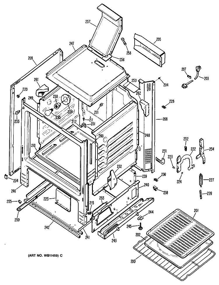 Section Diagram and Parts List for JGBC12GEN2  General Electric Range