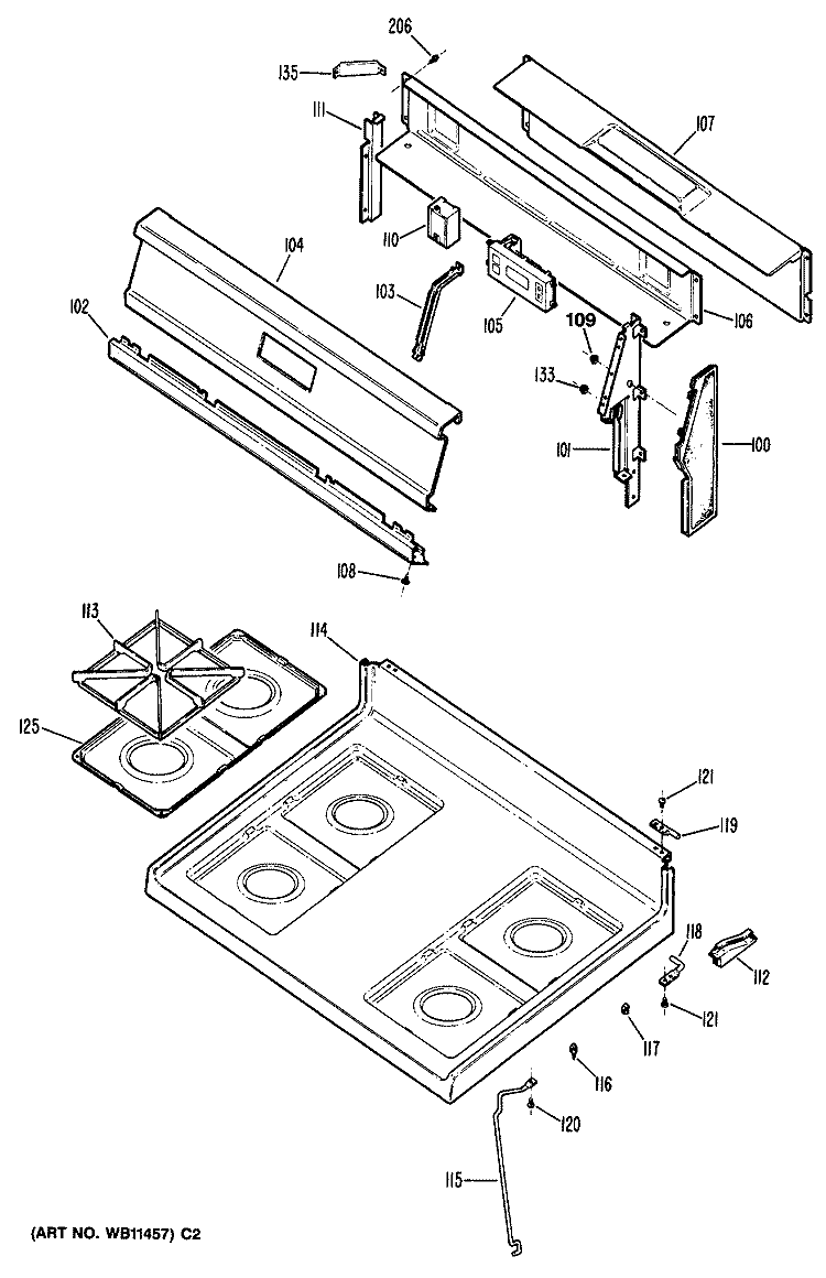 Section Diagram and Parts List for JGBC15GEN2  General Electric Range