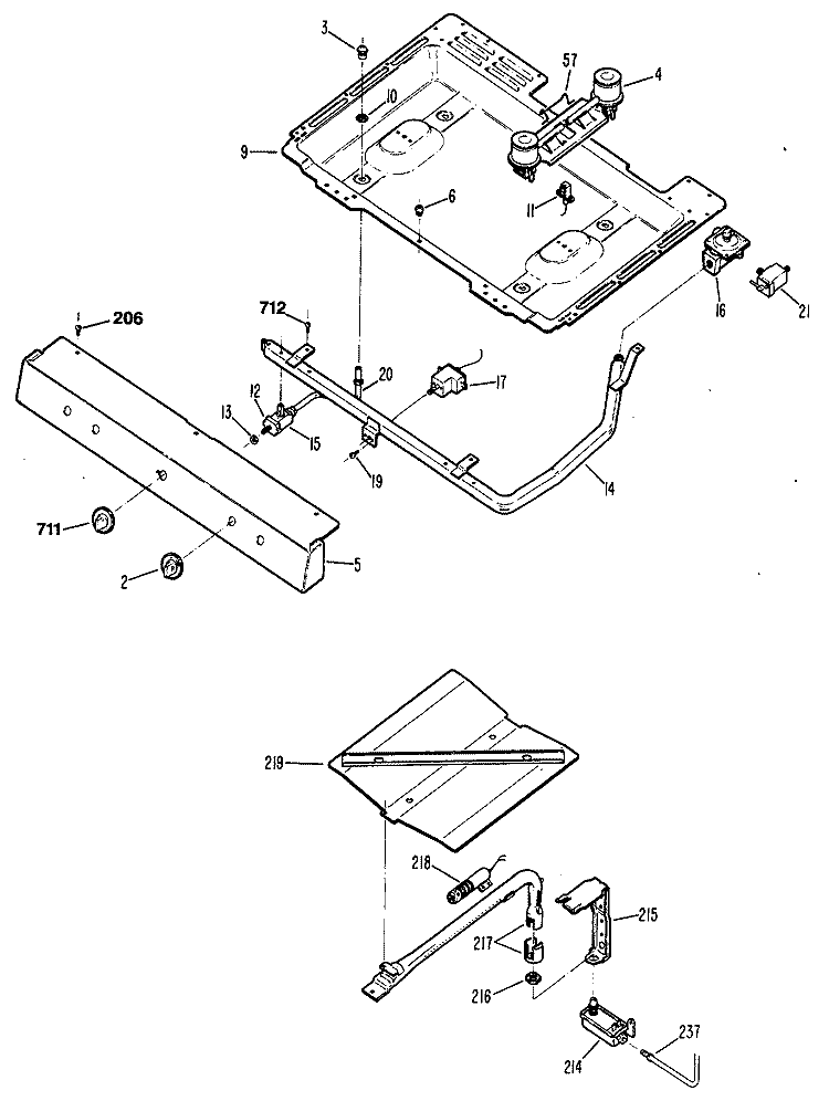 Section Diagram and Parts List for JGBS04GER1  General Electric Range