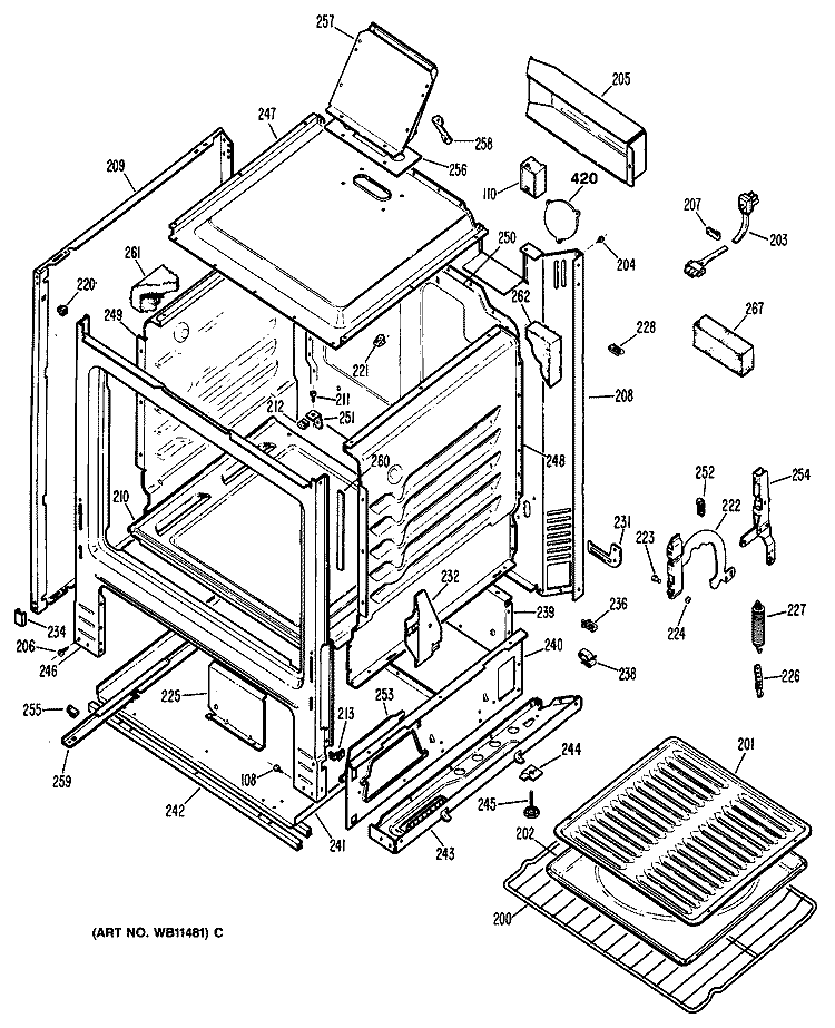Section Diagram and Parts List for JGBS04GER1  General Electric Range