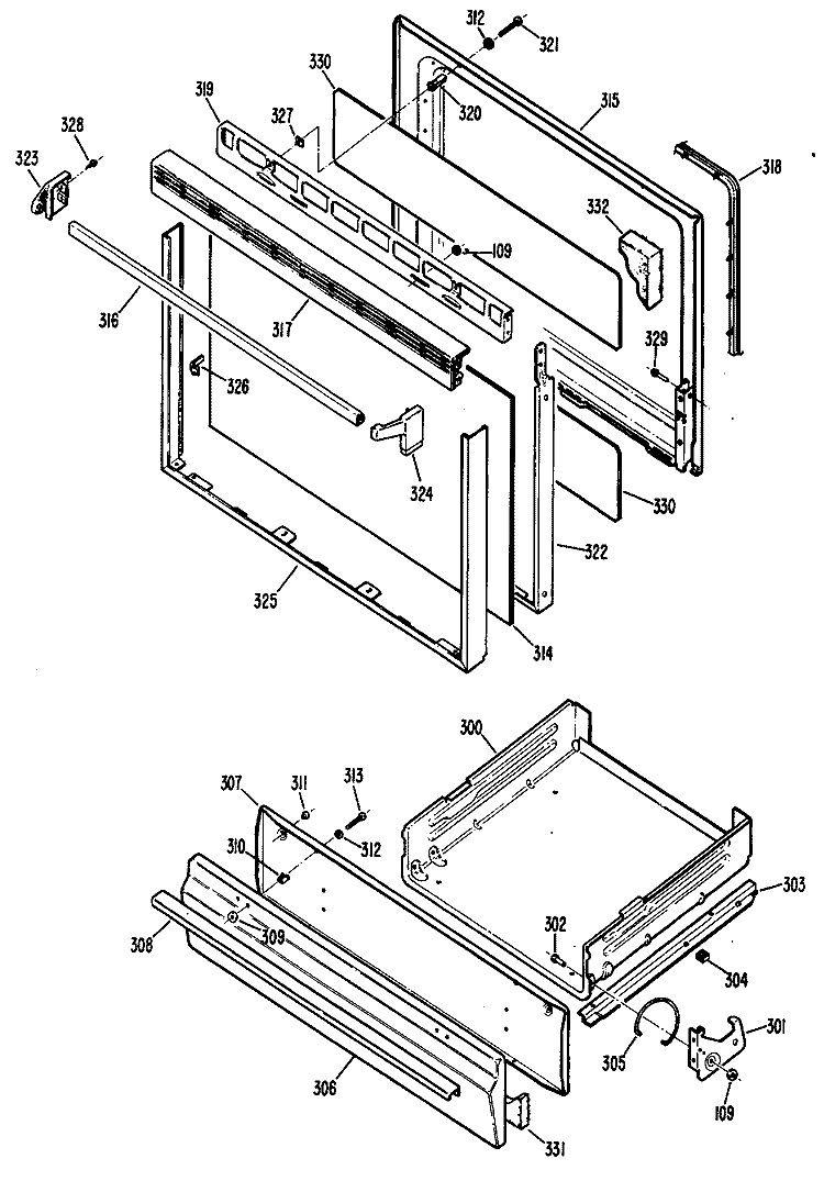Section Diagram and Parts List for JGBS04GPR1  General Electric Range