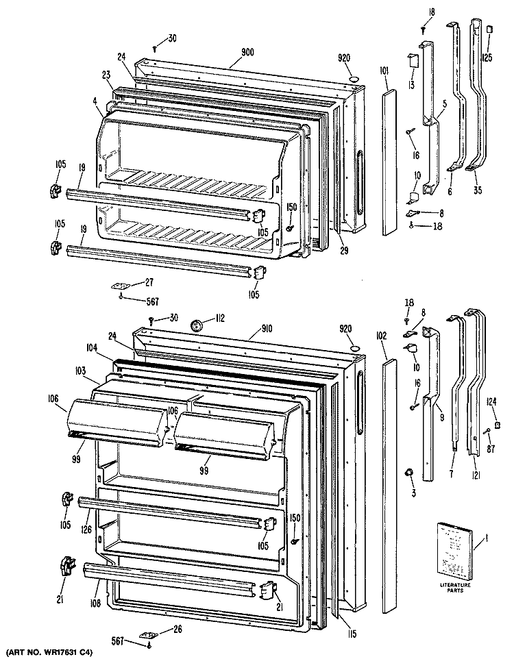Section Diagram and Parts List for TBX16SPDRAD  General Electric Refrigerator