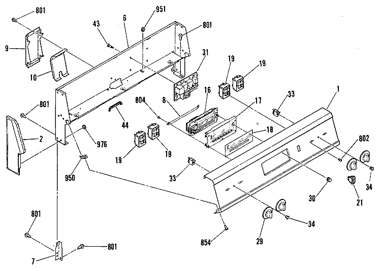 Section Diagram and Parts List for JBP29GM3  General Electric Range