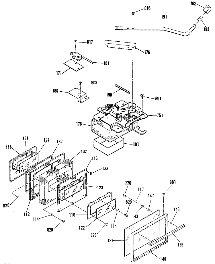 Section Diagram and Parts List for JBP29GM3  General Electric Range