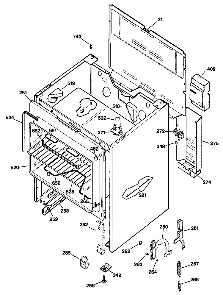 Section Diagram and Parts List for JBS06G*R1  General Electric Range