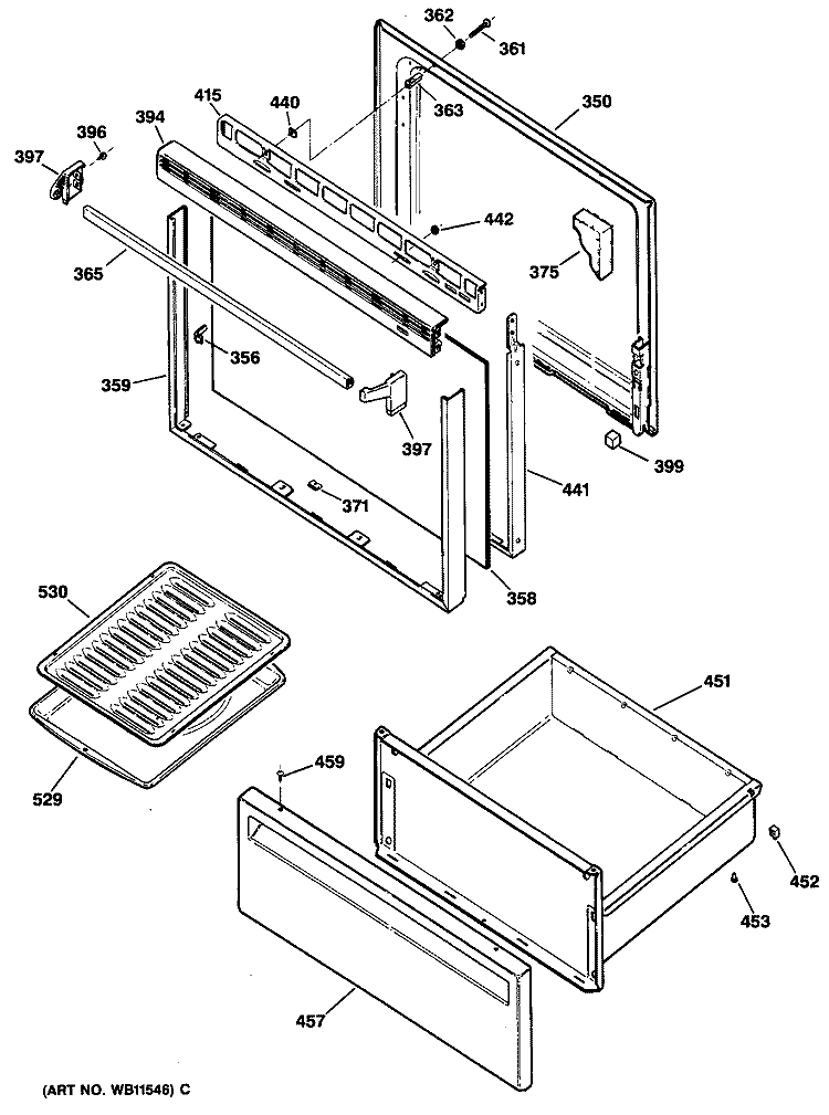 Section Diagram and Parts List for JBS06G*R1  General Electric Range