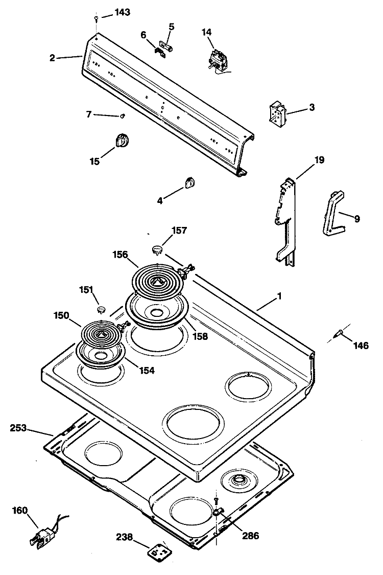 Section Diagram and Parts List for JBS06*R1  General Electric Range