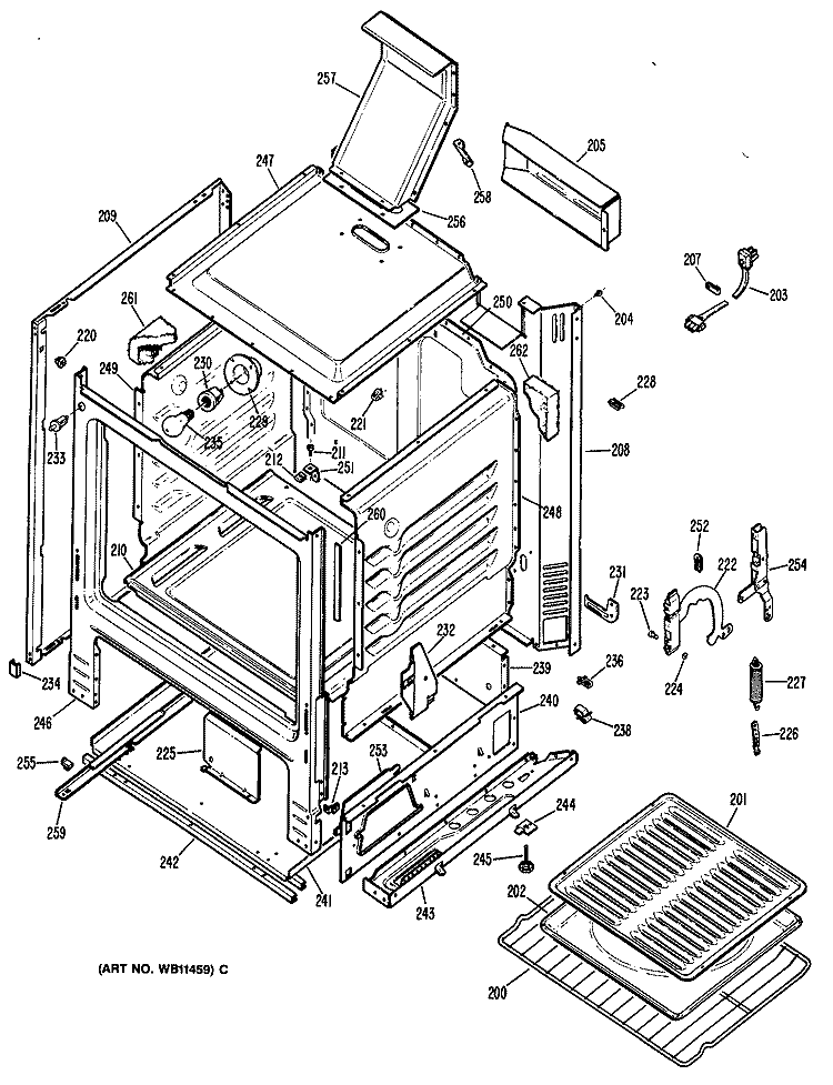 Section Diagram and Parts List for JGBS15GER1  General Electric Range