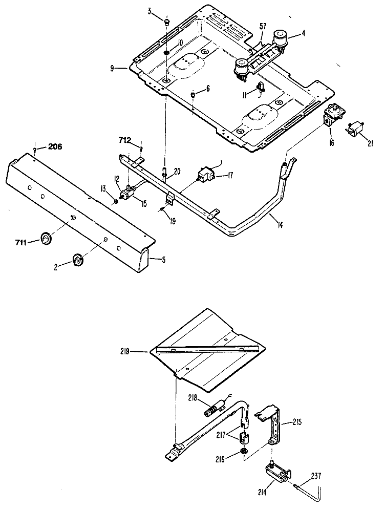 Section Diagram and Parts List for JGSS05GER1  General Electric Range