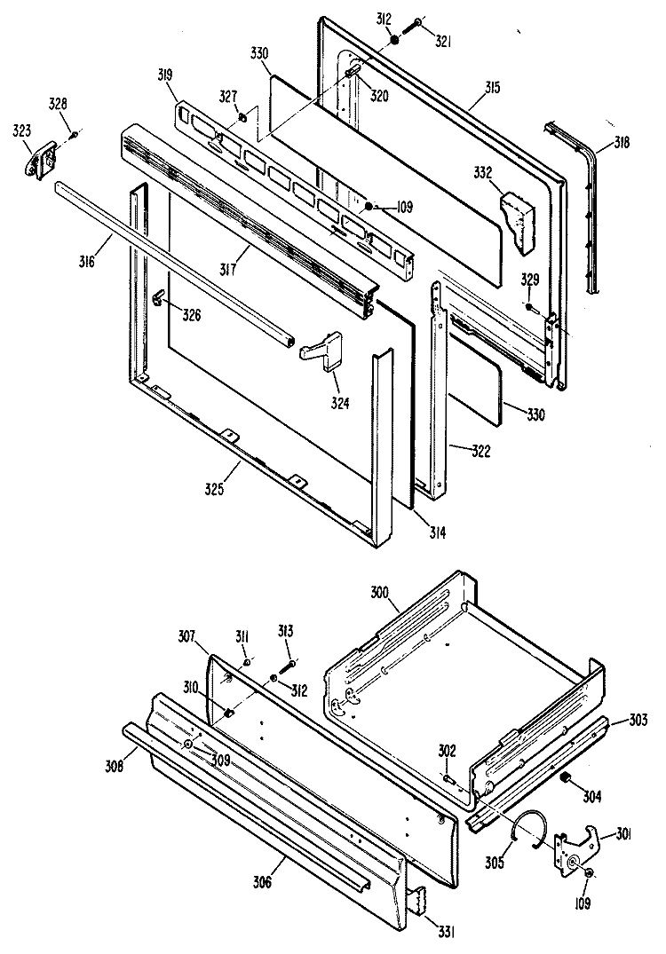 Section Diagram and Parts List for JGSS05GER1  General Electric Range