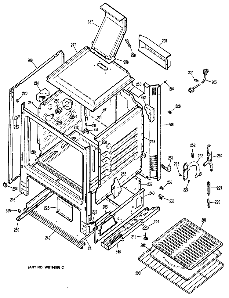 Section Diagram and Parts List for JGBC15GER1  General Electric Range