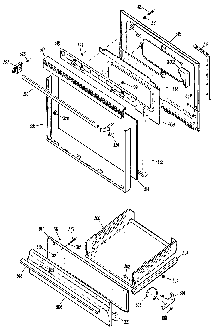 Section Diagram and Parts List for JGBC15GER1  General Electric Range