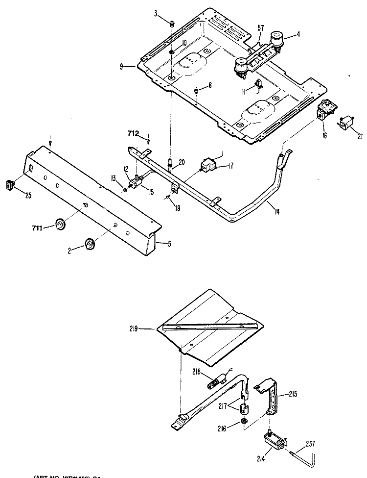 Section Diagram and Parts List for JGBC15GER1  General Electric Range