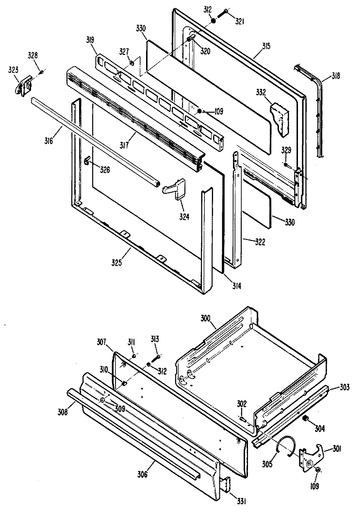 Section Diagram and Parts List for JGBS12GER1  General Electric Range