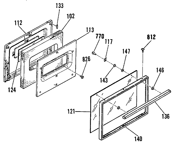 Section Diagram and Parts List for JGSC12GER1BG  General Electric Range