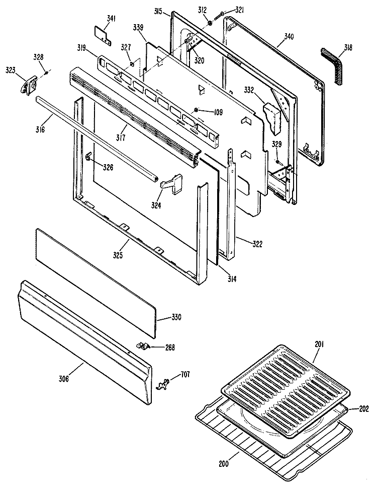 Section Diagram and Parts List for JGBP24GEN3  General Electric Range
