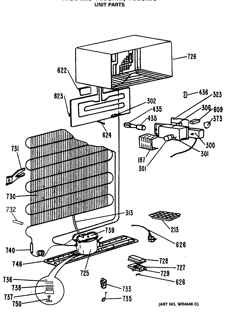 UNIT PARTS Diagram and Parts List for TB9SMB  General Electric Refrigerator