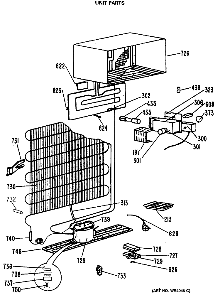 UNIT PARTS Diagram and Parts List for TB11SMB  General Electric Refrigerator