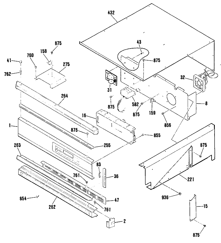 Section Diagram and Parts List for JKP17WP1WG  General Electric Wall Oven