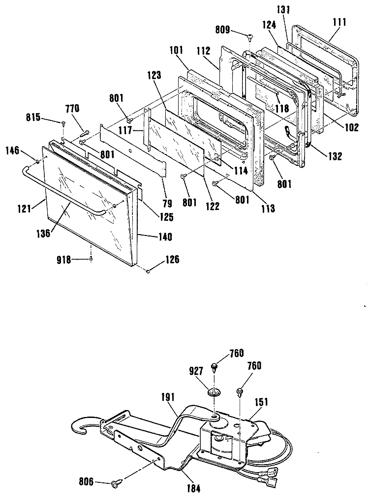 Section Diagram and Parts List for JKP17WP1WG  General Electric Wall Oven