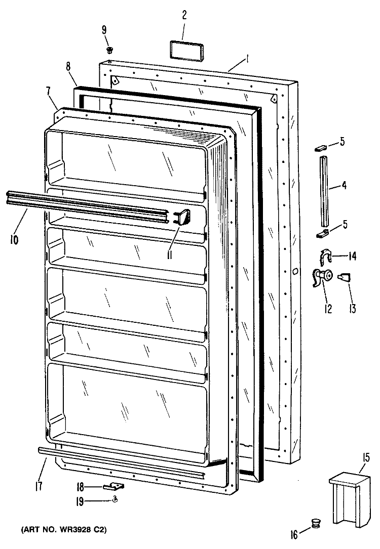 Section Diagram and Parts List for CA16DMC  General Electric Freezer