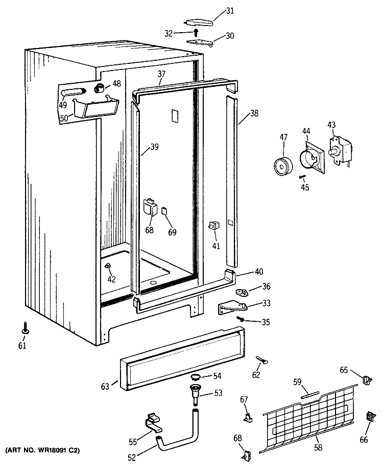 Section Diagram and Parts List for CA16SMB  General Electric Freezer
